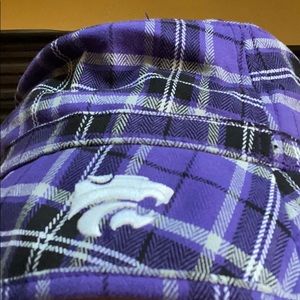 Sz L/XL KSTATE purple plaid bucket hat